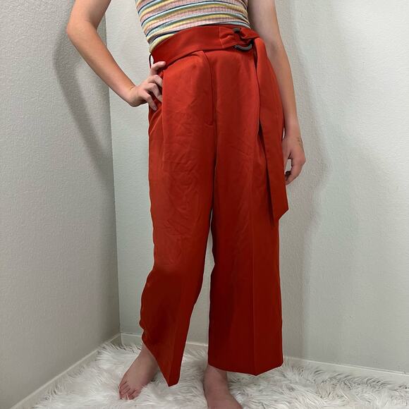 AQ/AQ Orange Wide Leg Pants with Belt Size Small - Picture 1 of 10